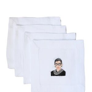 Lettermade Ruth Bader Ginsberg RBG Embroidered Cocktail Napkins - Set of 4